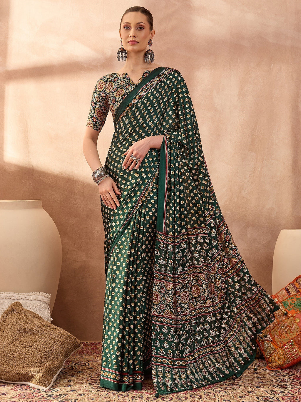 Maira Mirror Work Semi Modal Saree for Wedding & Party Wear