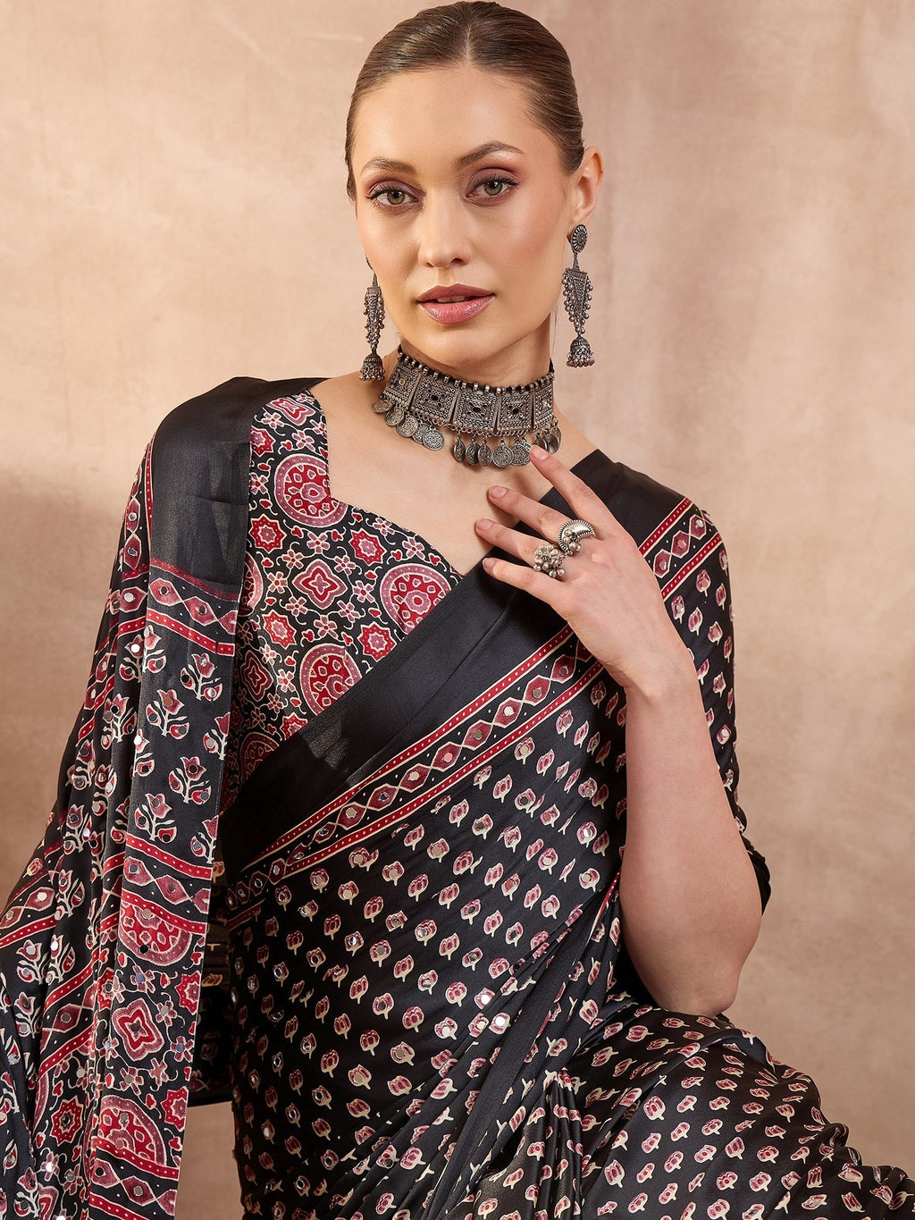 Maira Mirror Work Semi Modal Saree for Wedding & Party Wear
