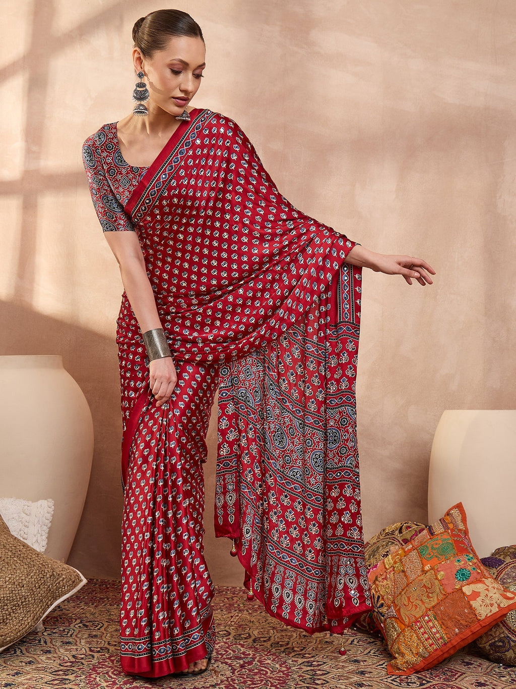 Maira Mirror Work Semi Modal Saree for Wedding & Party Wear