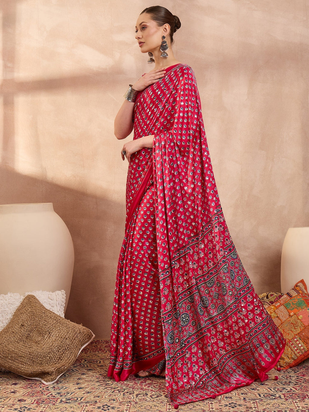 Maira Mirror Work Semi Modal Saree for Wedding & Party Wear