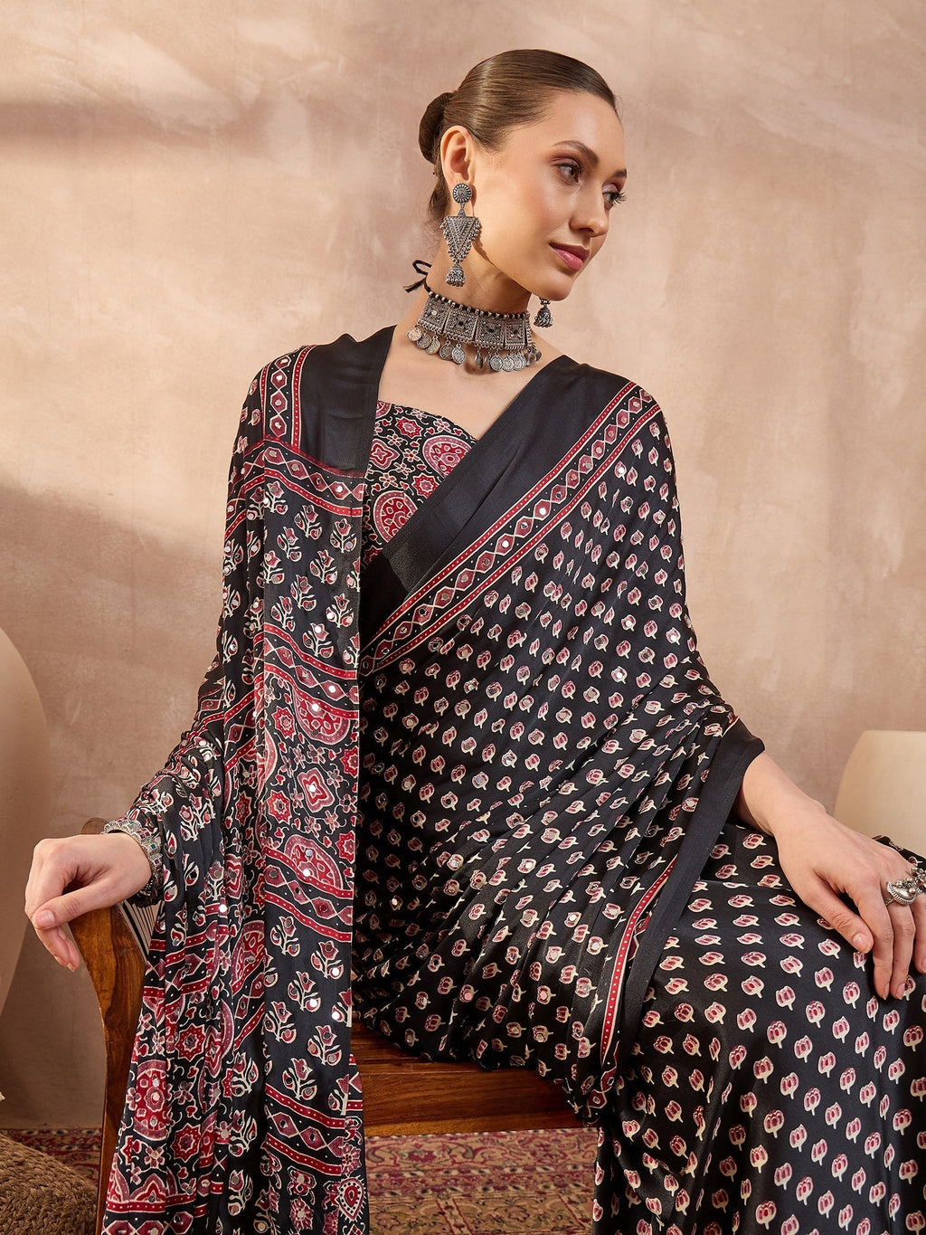 Maira Mirror Work Semi Modal Saree for Wedding & Party Wear
