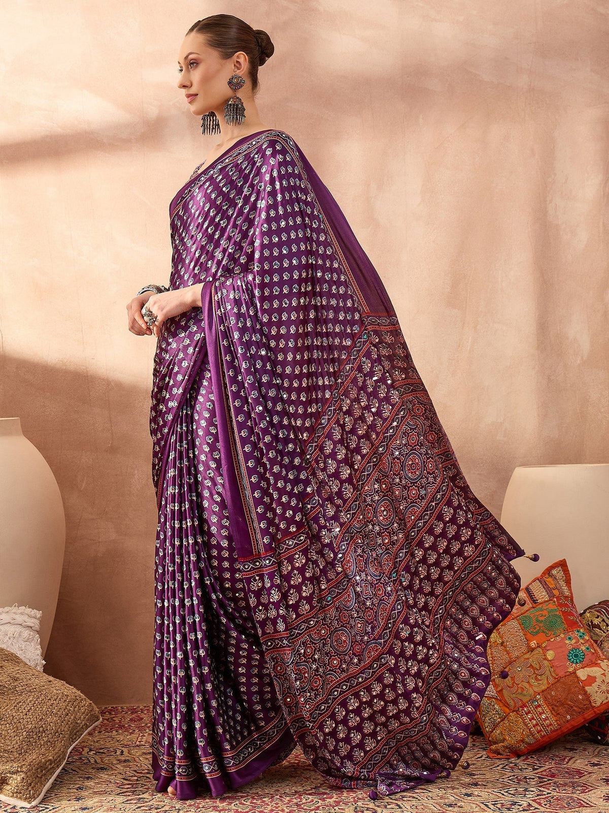 Maira Mirror Work Semi Modal Saree for Wedding & Party Wear