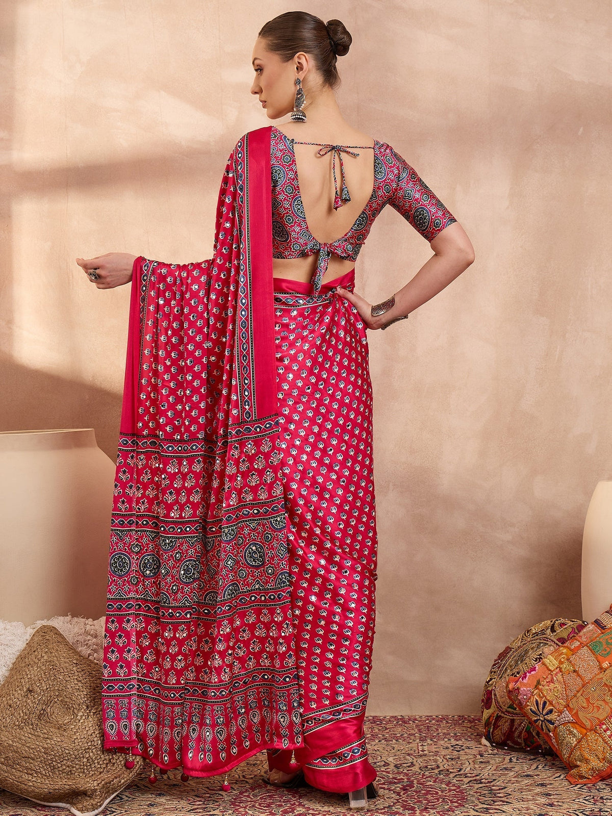 Maira Mirror Work Semi Modal Saree for Wedding & Party Wear