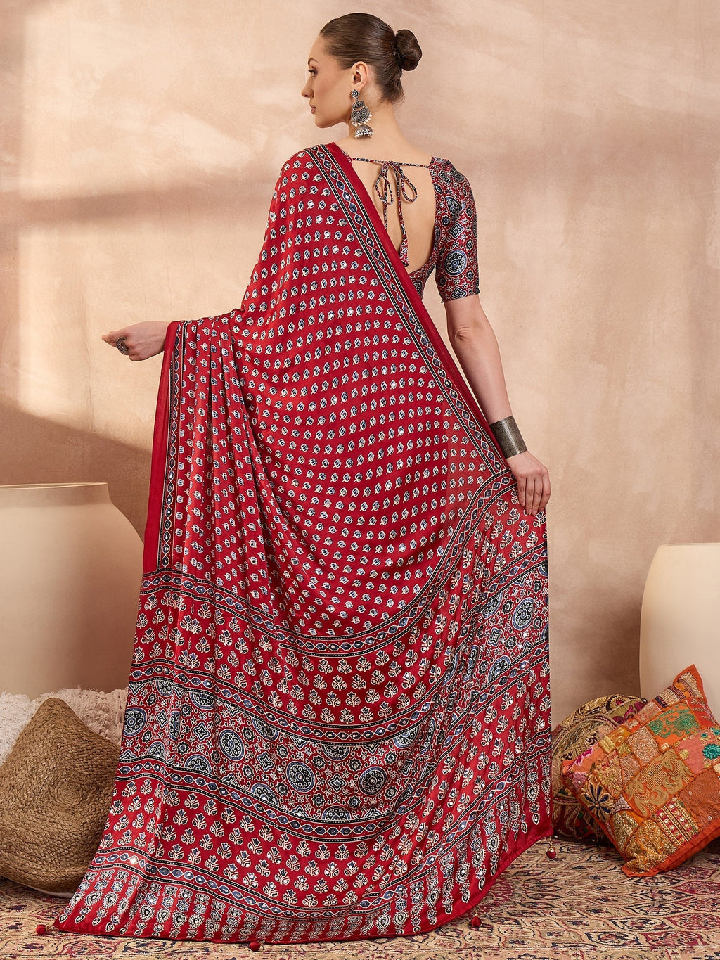 Maira Mirror Work Semi Modal Saree for Wedding & Party Wear