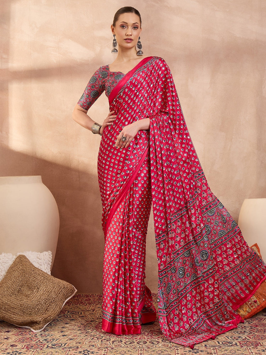 Maira Mirror Work Semi Modal Saree for Wedding & Party Wear