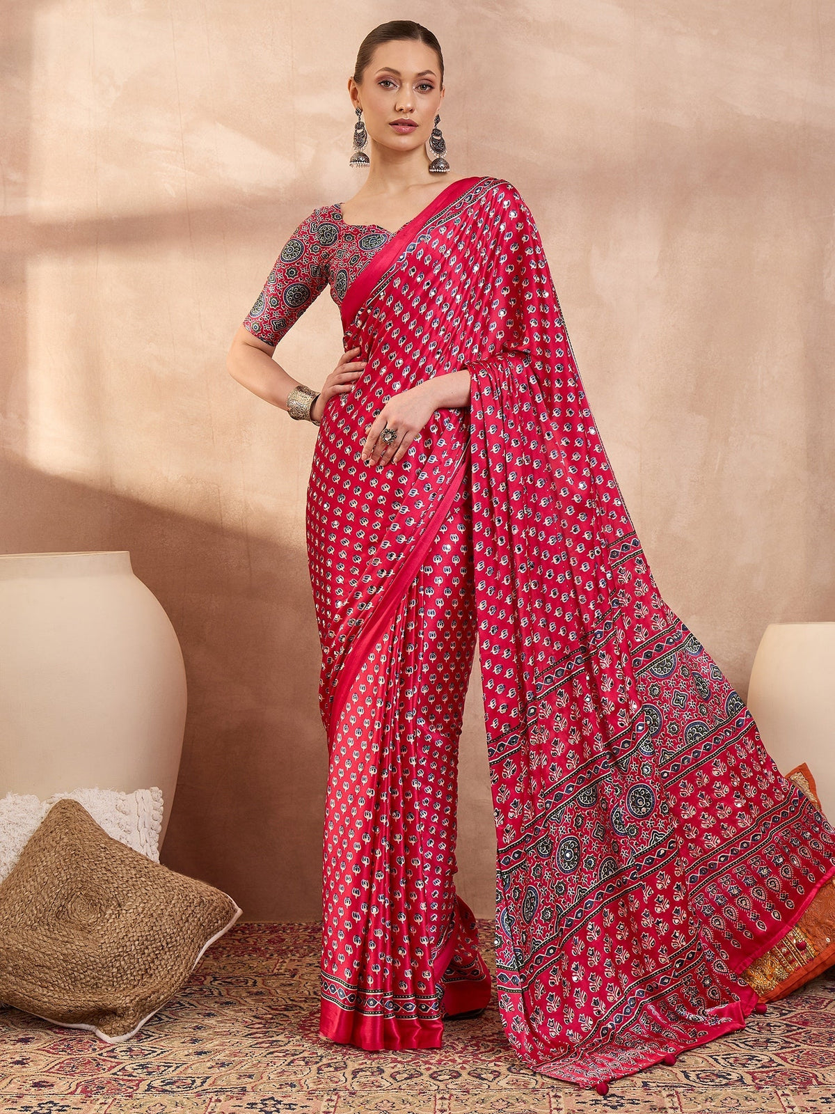 Maira Mirror Work Semi Modal Saree for Wedding & Party Wear