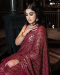 Maroon Glamorous Georgette Sequin Saree