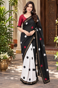 Midnight Grace Black Mul Cotton Saree