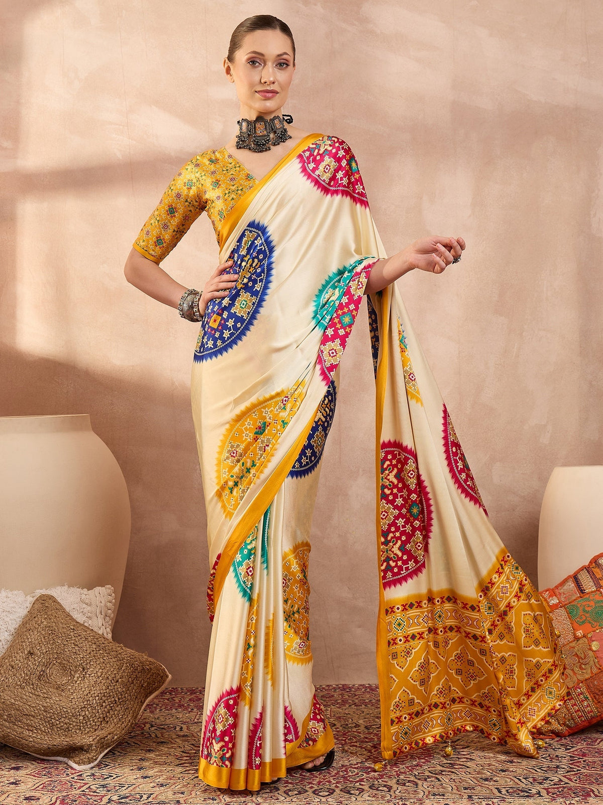 Navisha Lightweight Semi Modal Saree for Festive Occasions