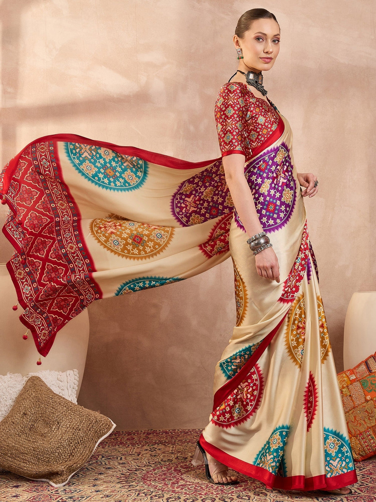 Navisha Lightweight Semi Modal Saree for Festive Occasions