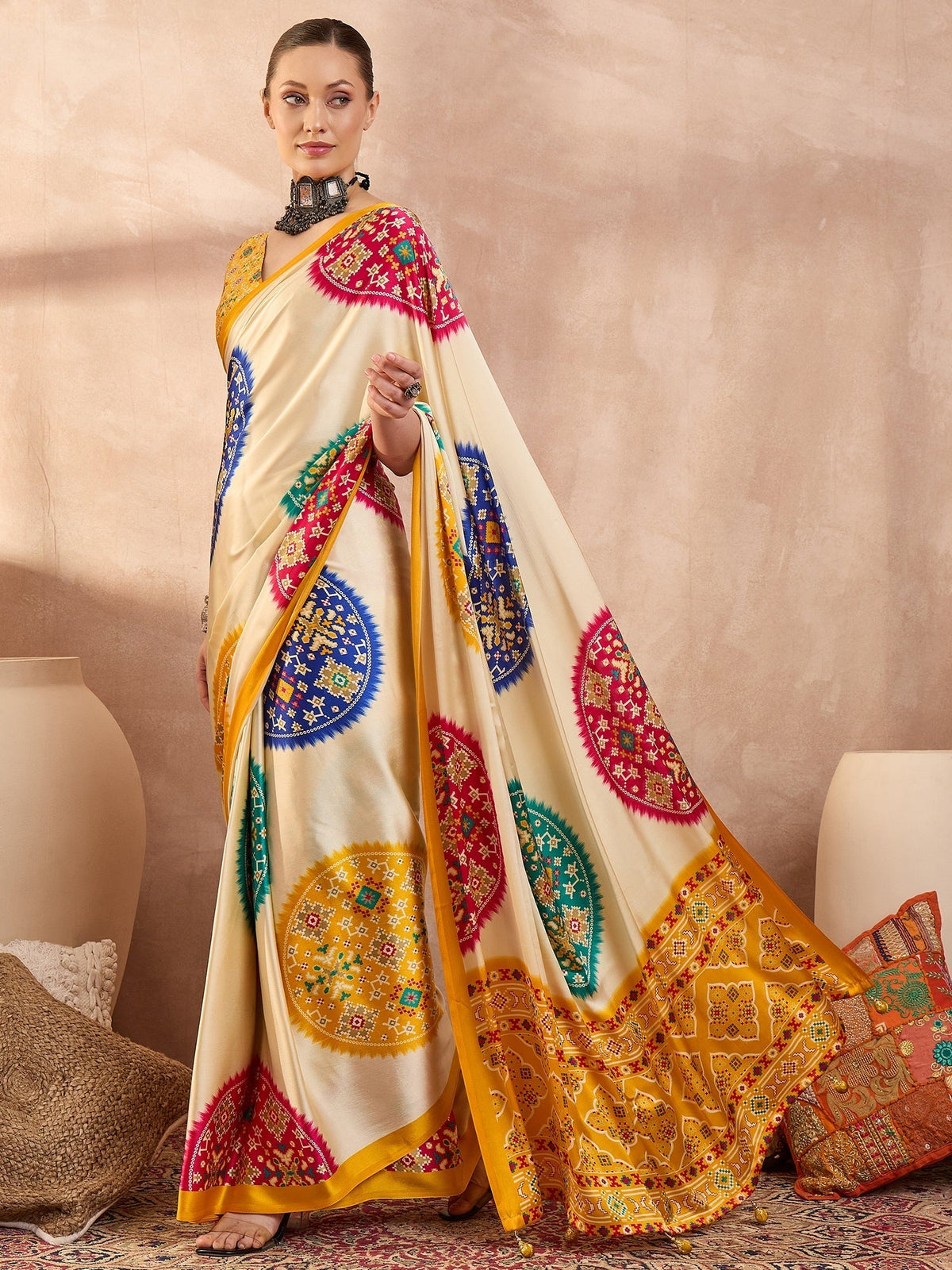 Navisha Lightweight Semi Modal Saree for Festive Occasions
