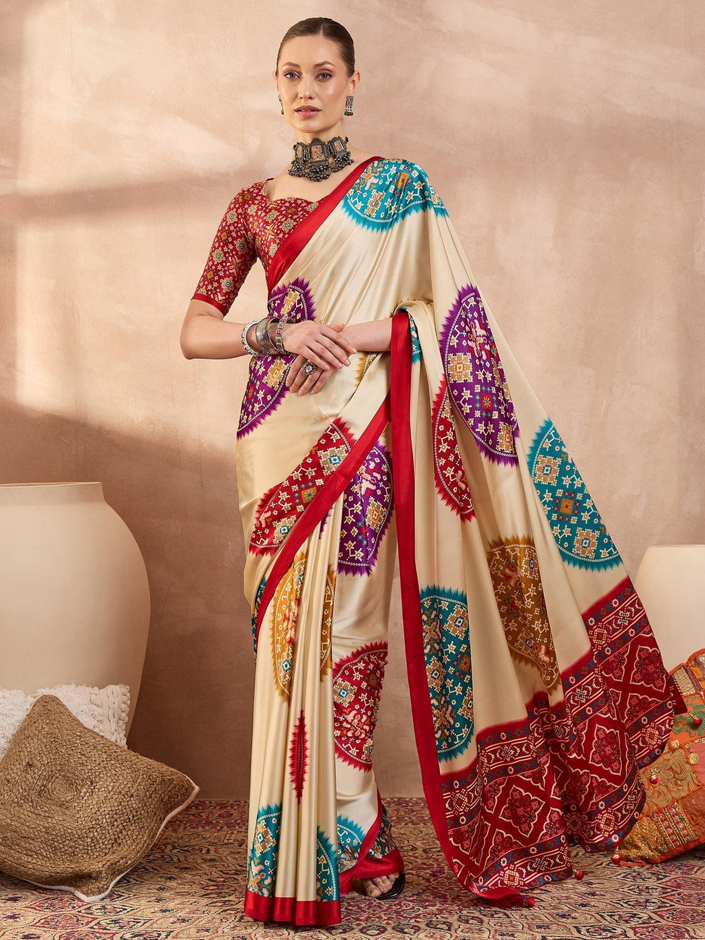 Navisha Lightweight Semi Modal Saree for Festive Occasions