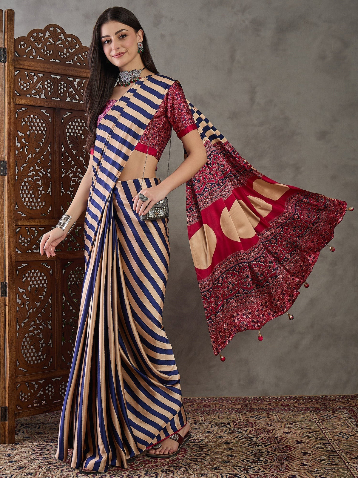 Nivara Premium Semi Modal Saree for Festive Wear