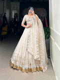 Off-White Glam Silver Glosy Lehenga Set