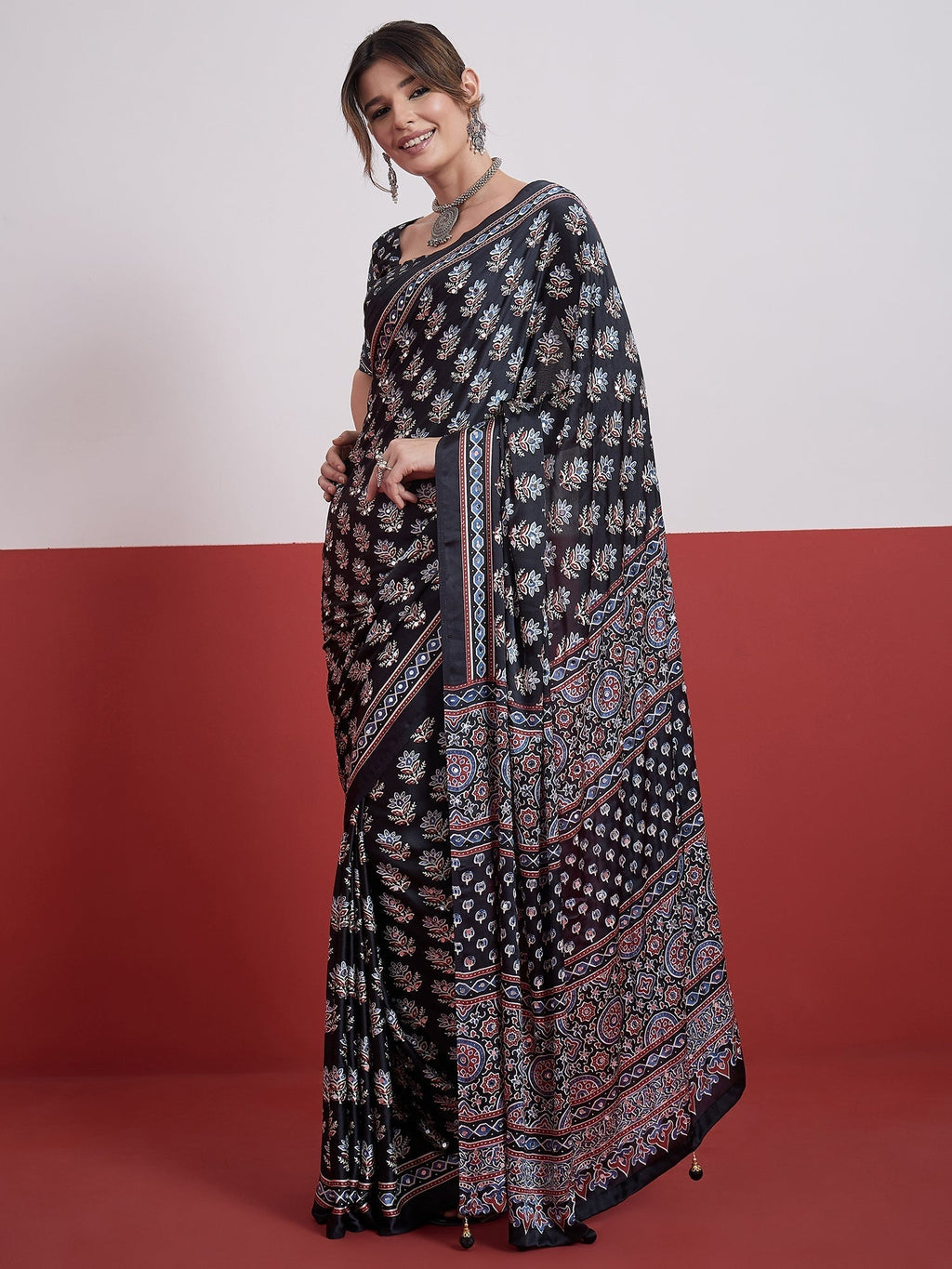 Ojasvi Mirror Work Semi Modal Saree for Wedding & Party Wear