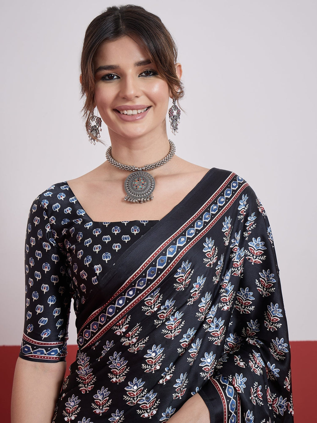 Ojasvi Mirror Work Semi Modal Saree for Wedding & Party Wear