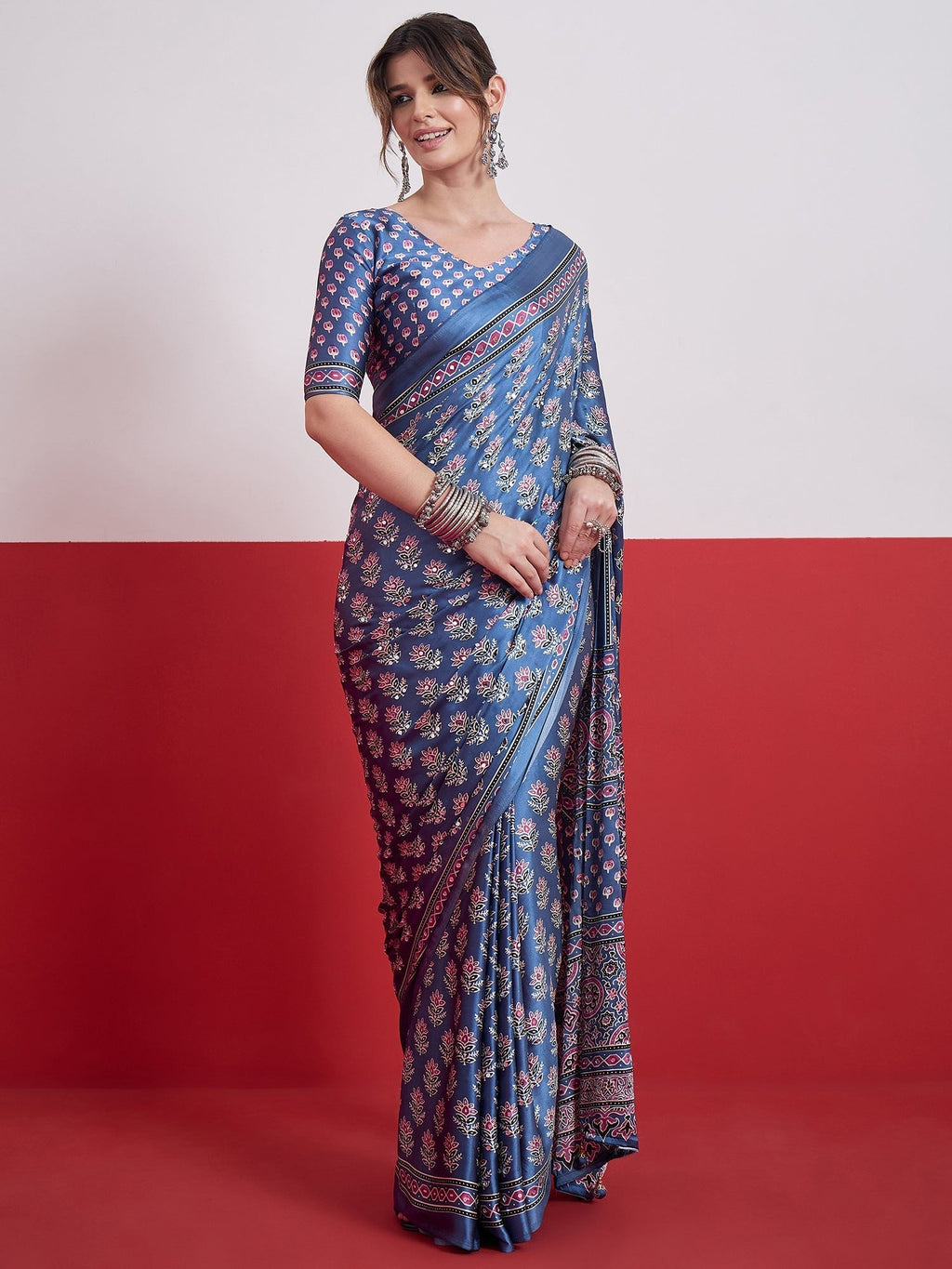 Ojasvi Mirror Work Semi Modal Saree for Wedding & Party Wear