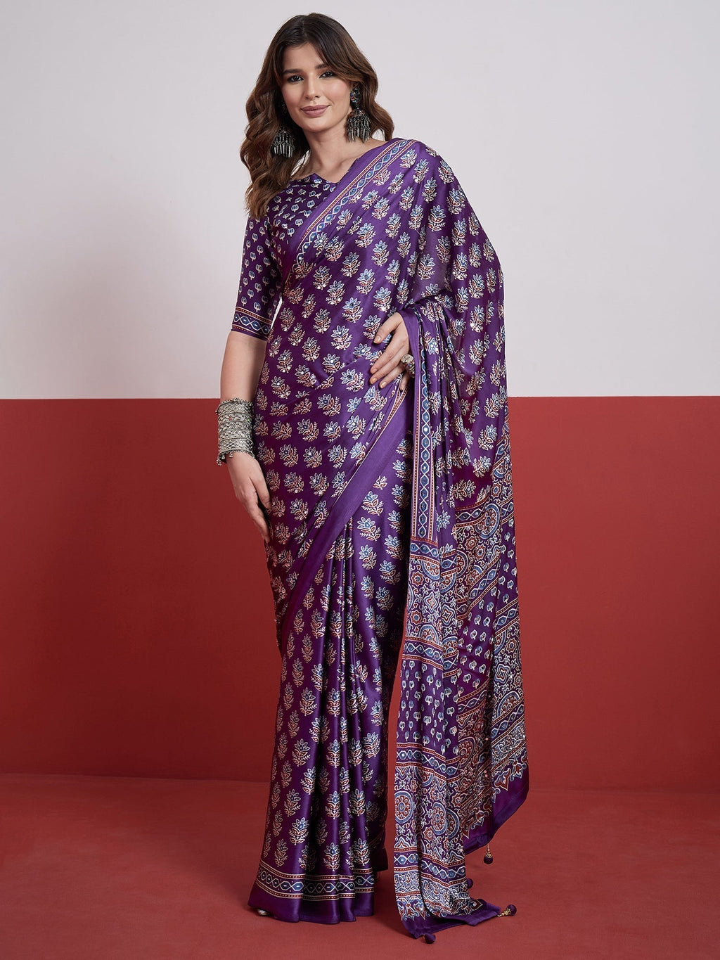 Ojasvi Mirror Work Semi Modal Saree for Wedding & Party Wear