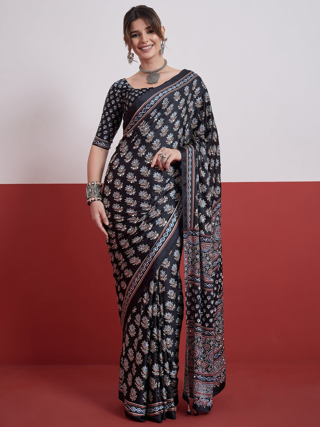 Ojasvi Mirror Work Semi Modal Saree for Wedding & Party Wear