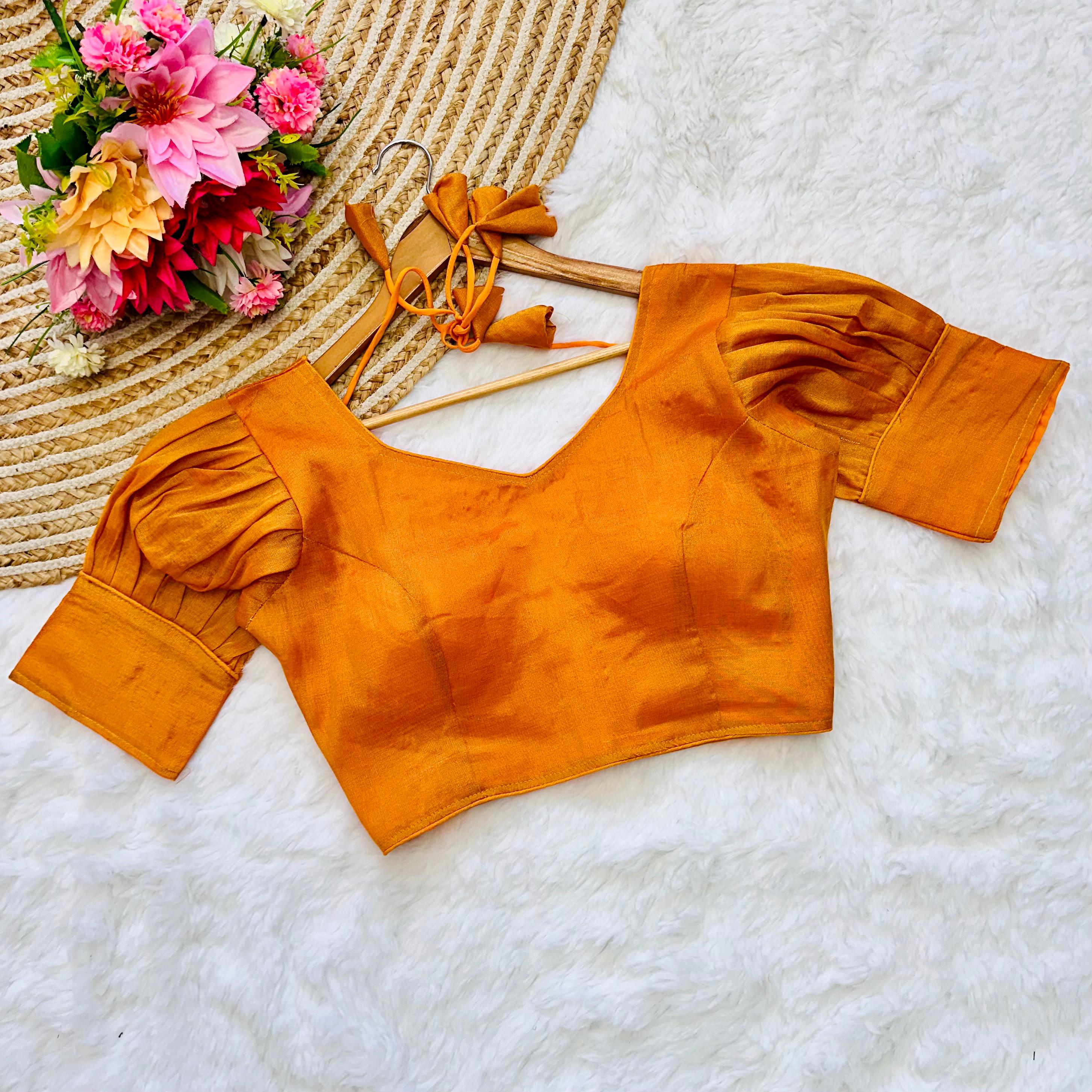 Orange Color Jari Weaving Blouse in Jari Kobra Fabric
