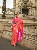 Orange Elegant & Art Silk South Style Saree with Weaving Work � Traditional Wear