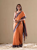 Orange Elegant Banarasi Silk Blend Saree with Zari Woven Border