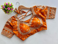 Orange Golden Embroidered Blubbery Silk Blouse with Sequins