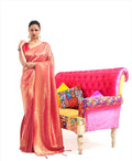 Orange Luxurious Silk Jacquard Saree with Blouse Piece � Perfect for Festivals