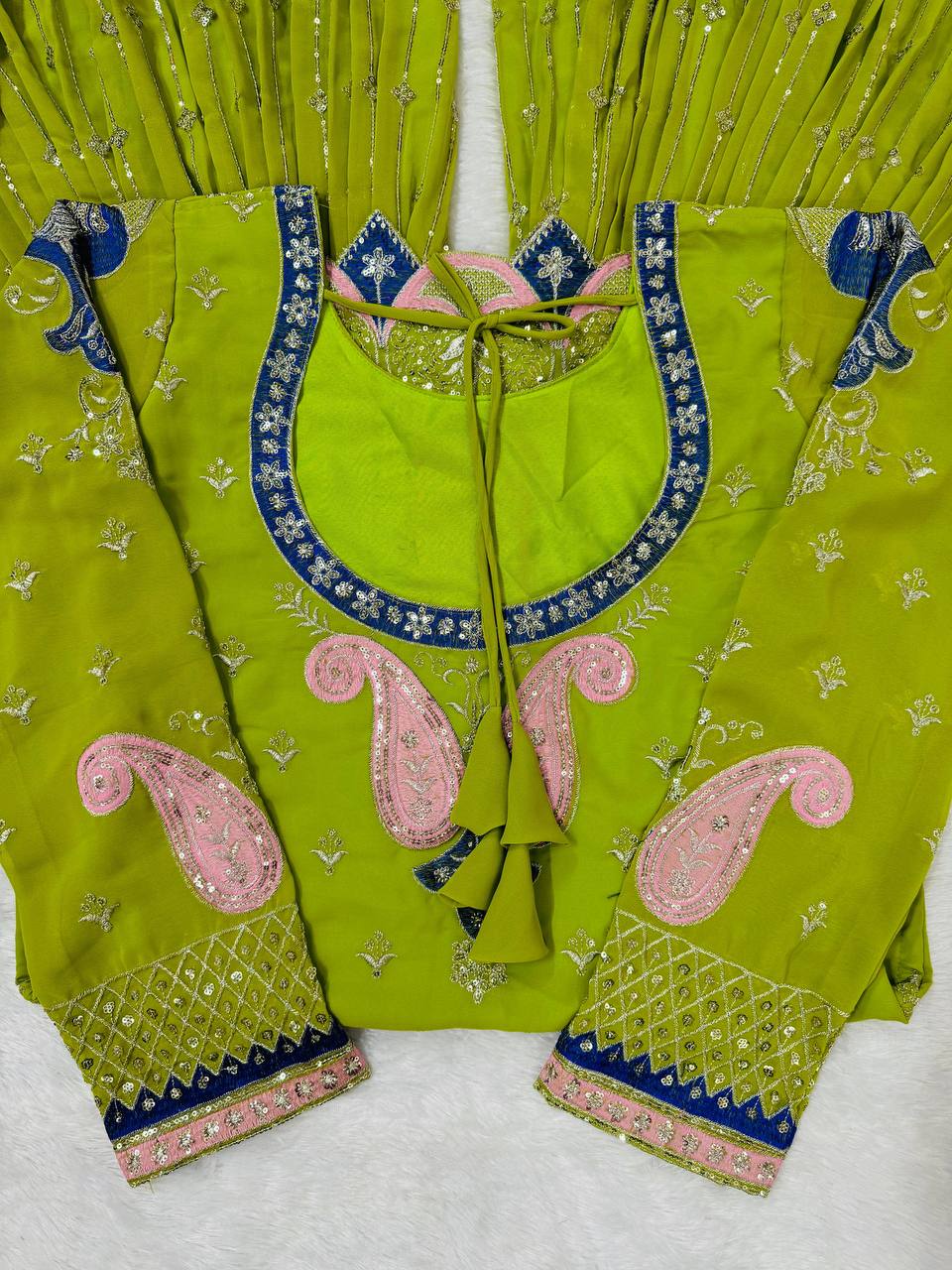 Parrot Elegant Thread & Sequin Work Sharara Set