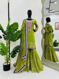 Parrot Elegant Thread & Sequin Work Sharara Set