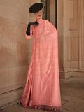 Peach Elegant Banarasi Silk Blend Woven Saree with Tassel Detailing