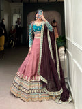 Peach Regal Charm in Every Thread – Moonga Silk Lehenga Set