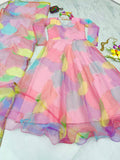 Multi Pink Color Foil Digital Print Gown