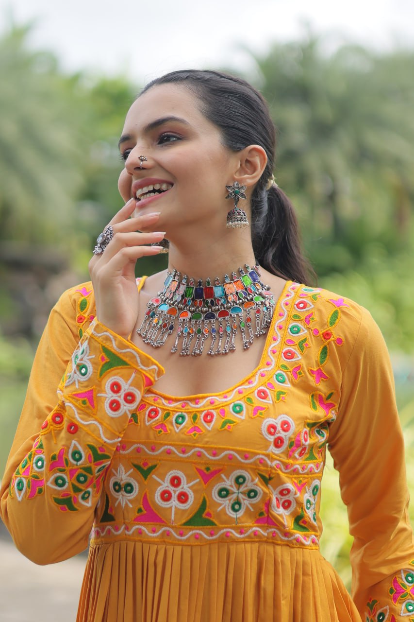 Yellow Designer Printed Kurti