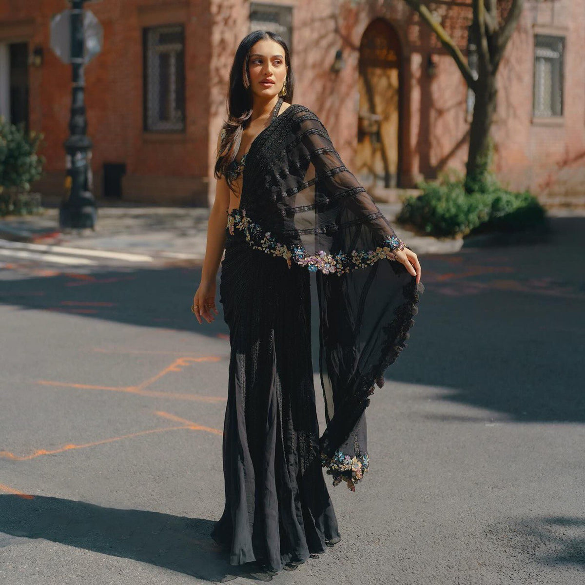 Black Discover Elegance with Our Ready-to-Wear Lehenga Style Saree