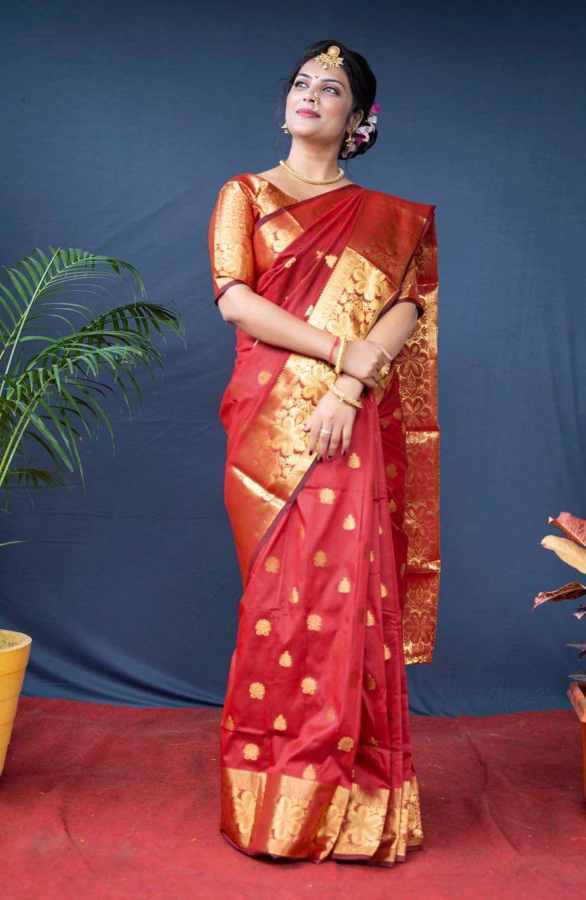 Mediashor Soft Lichi Silk Jacquard Saree