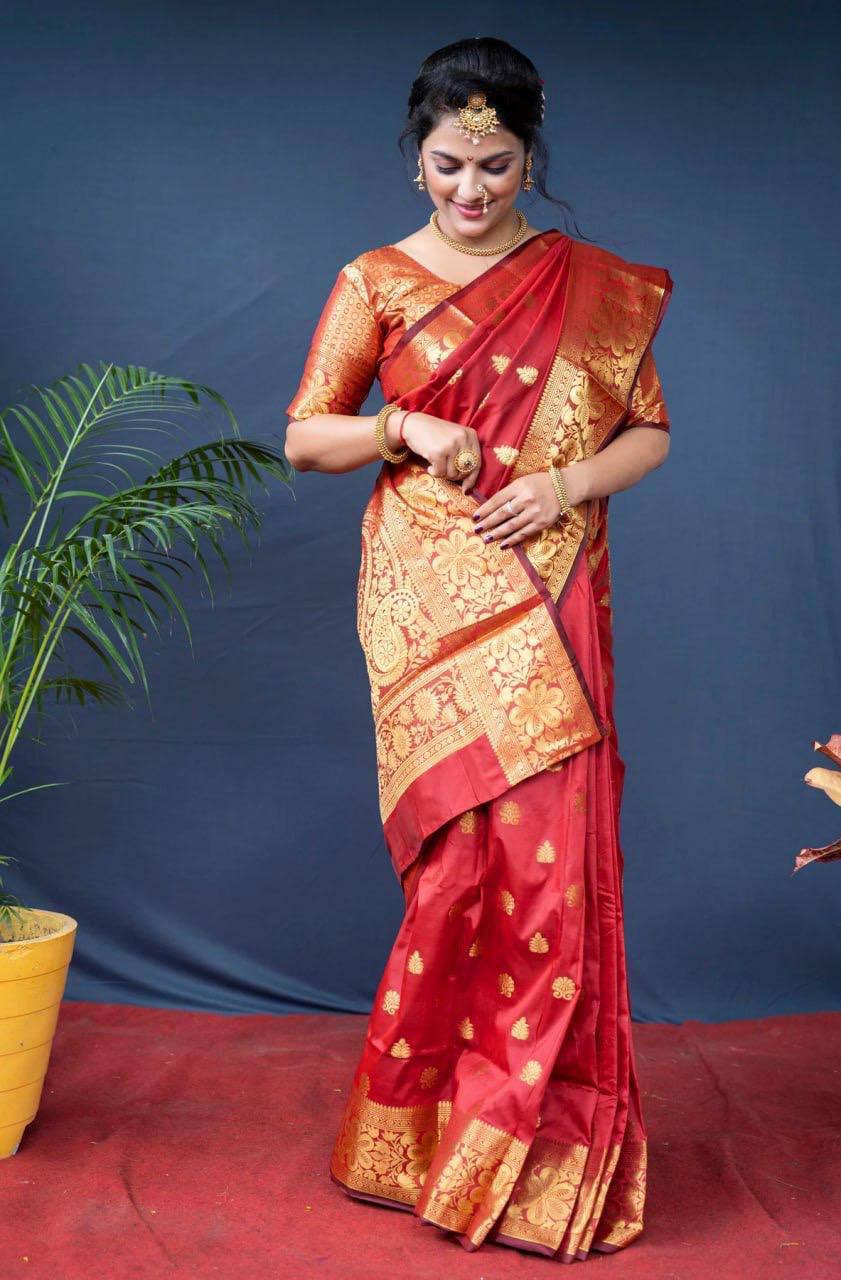 Mameraa Soft Lichi Silk Jacquard Saree