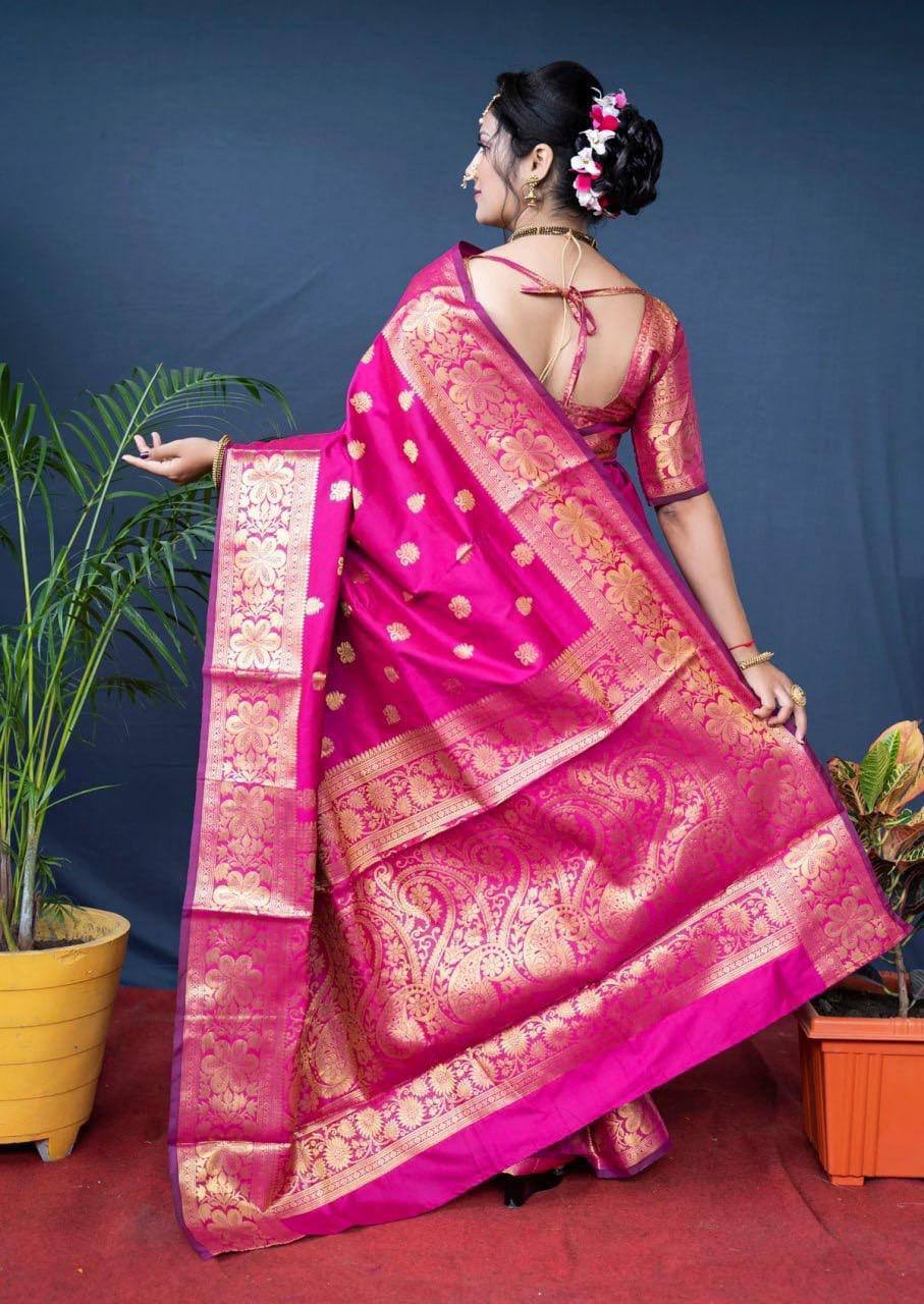 Mameraa Soft Lichi Silk Jacquard Saree