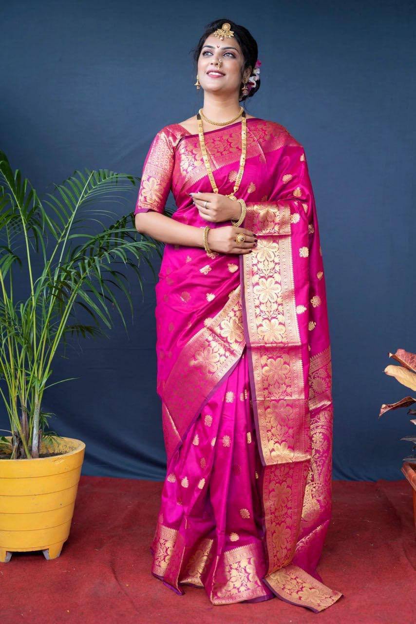 Mediashor Soft Lichi Silk Jacquard Saree