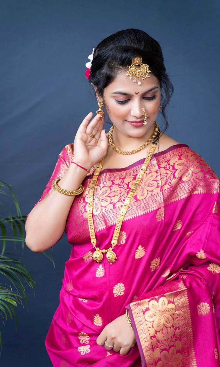 Mameraa Soft Lichi Silk Jacquard Saree