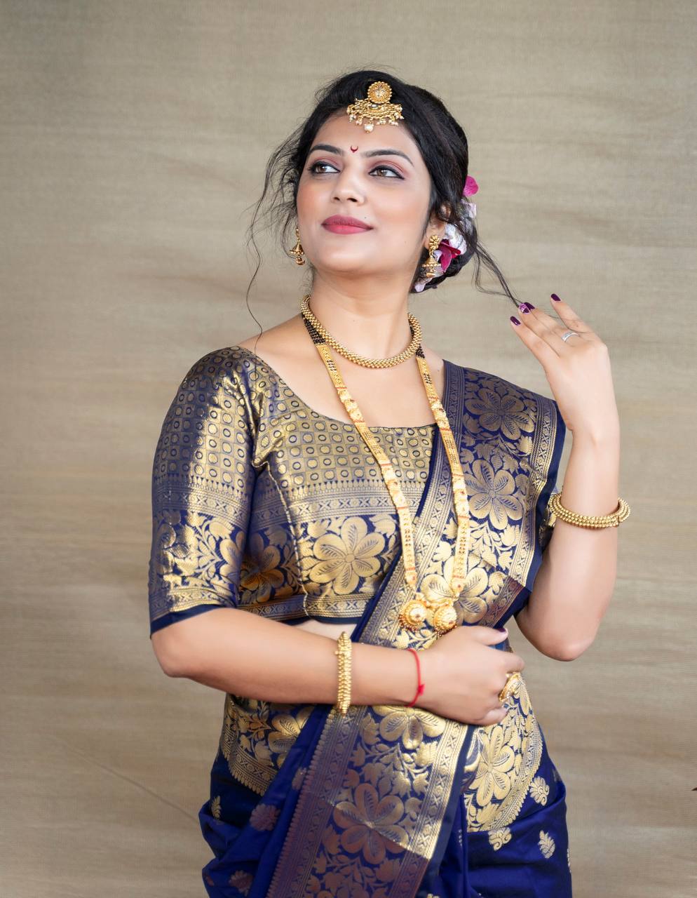 Mameraa Soft Lichi Silk Jacquard Saree