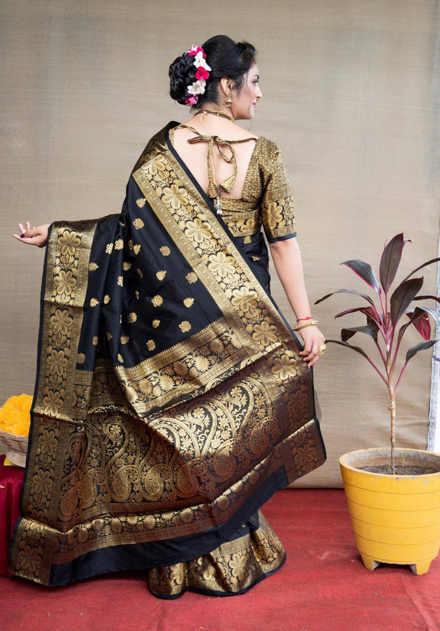 Mediashor Soft Lichi Silk Jacquard Saree