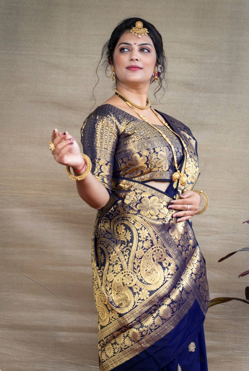 Mameraa Soft Lichi Silk Jacquard Saree