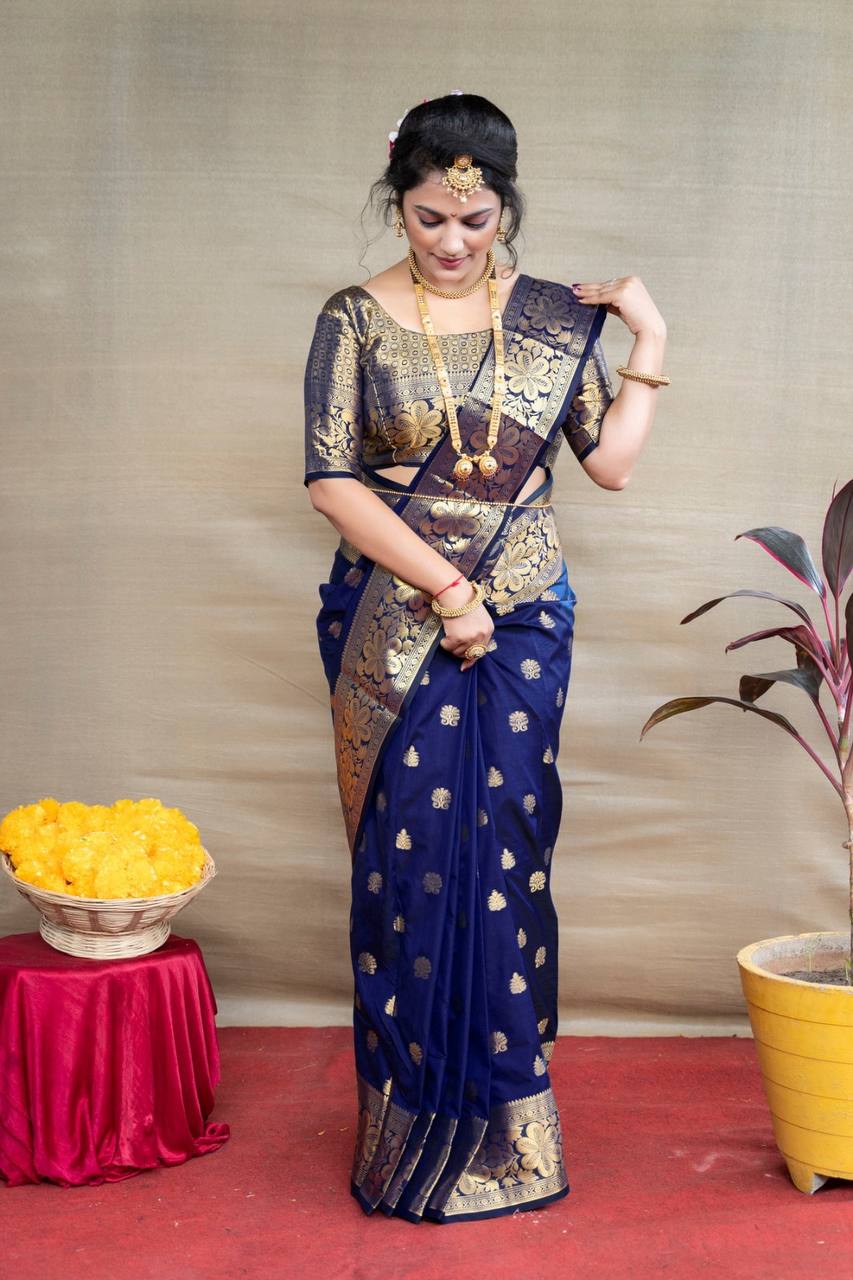 Mediashor Soft Lichi Silk Jacquard Saree