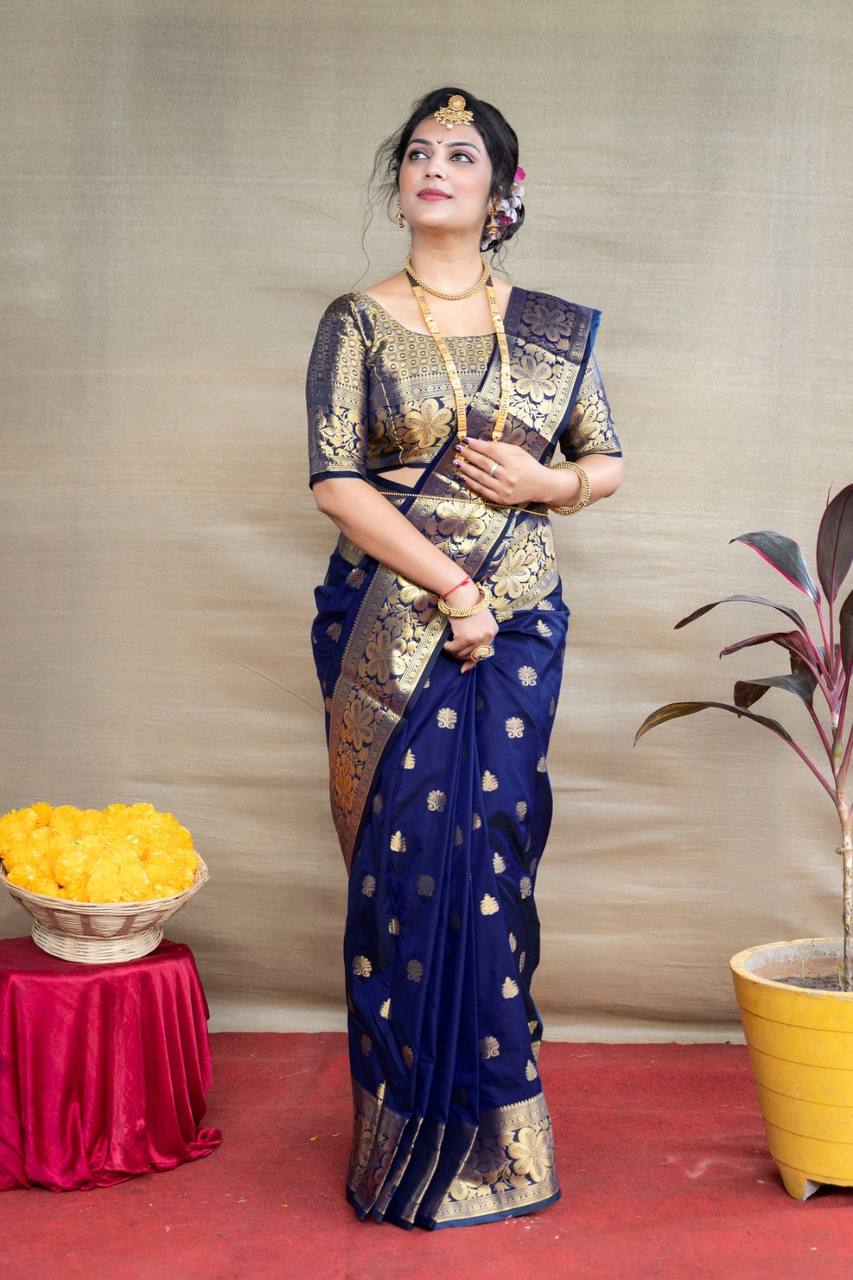 Mediashor Soft Lichi Silk Jacquard Saree