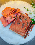 Designer Orange Silk Saree For Women
