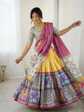 Vibrant Multicolor Handcrafted Lehenga Choli Set with Tribal Horse Print – Festive & Wedding Wear for Women