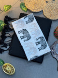 Black Cotton Saree with Printed Blouse – Soft & Breathable Fabric