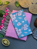 Pink Cotton Saree with Printed Blouse – Soft & Breathable Fabric