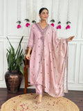 Women Pink Color Embroidered Kurta Set with Dupatta